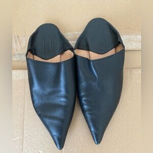 TopShop Black Slip-On Flat Mules | Faux Leather | Women’s EU 38 / US 7.5